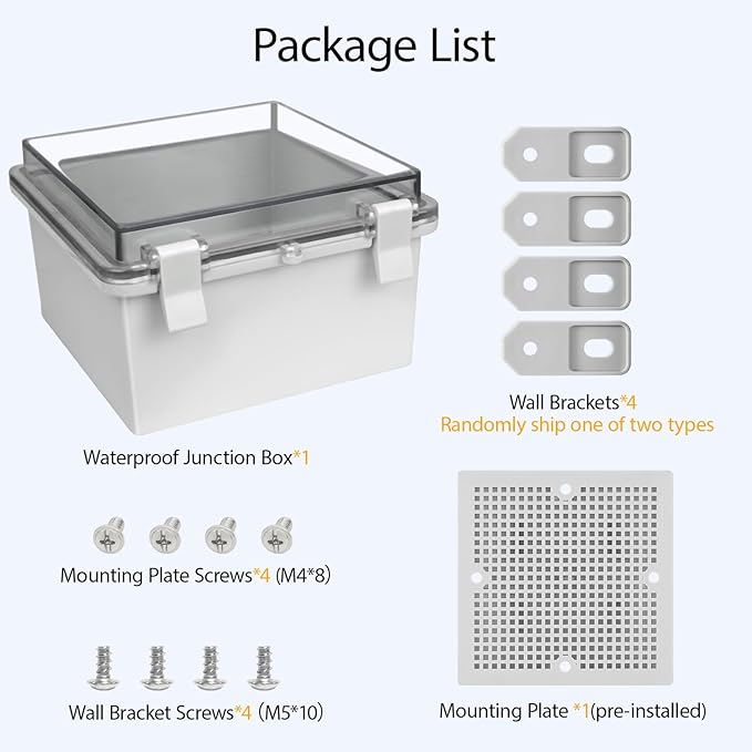 ABS Plastic Dustproof Waterproof IP65 Junction Box Hinged Shell Universal Electrical Project Enclosure Gray, with PC Transparent Clear Cover 5.9 x 5.9 x 3.5inch(150 x150 x90mm)
