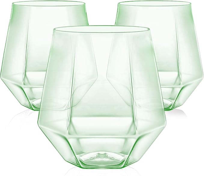 Maaacute 40 Pack Plastic Stemless Wine cocktail Whiskey Champagne Glasses, 12 Oz Disposable Unbreakable Cups for Party Bars Wedding Tasting (Green)