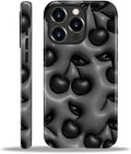 for iPhone 14 Pro Max Case,HL2 Cute Cool Cherry Black Hybrid 2 Layer Hard Shell Silicone Protective Pattern Design Case