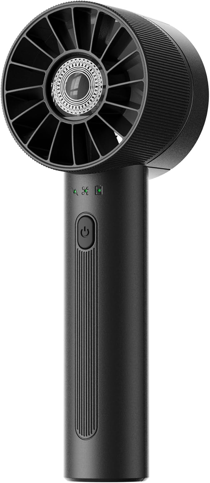 Portable Mini Handheld Turbo Fan, 4 Speed High Velocity Personal Cooling Device [Max 16H], Rechargeable Purse Travel Essential for Vacation/Beach/Trip - Black