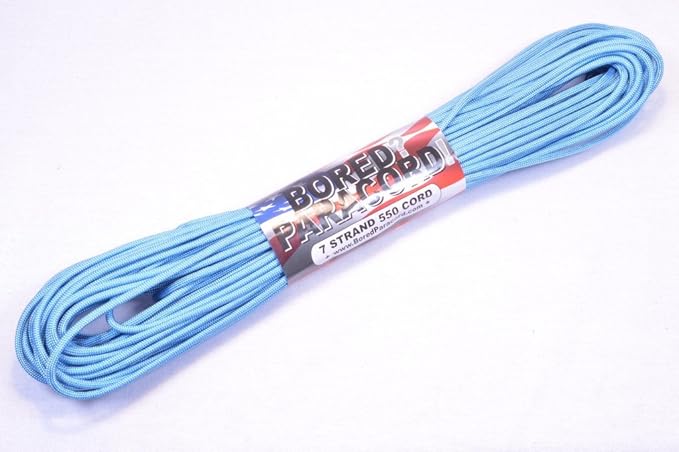 BORED? PARACORD! 550 lb Paracord – Ideal for Crafting, DIY Projects, Camping, Military & Active Outdoors – 300+ Colors – Tactical Parachute Cord Type III – Strong - Tarheel Blue 50 Feet