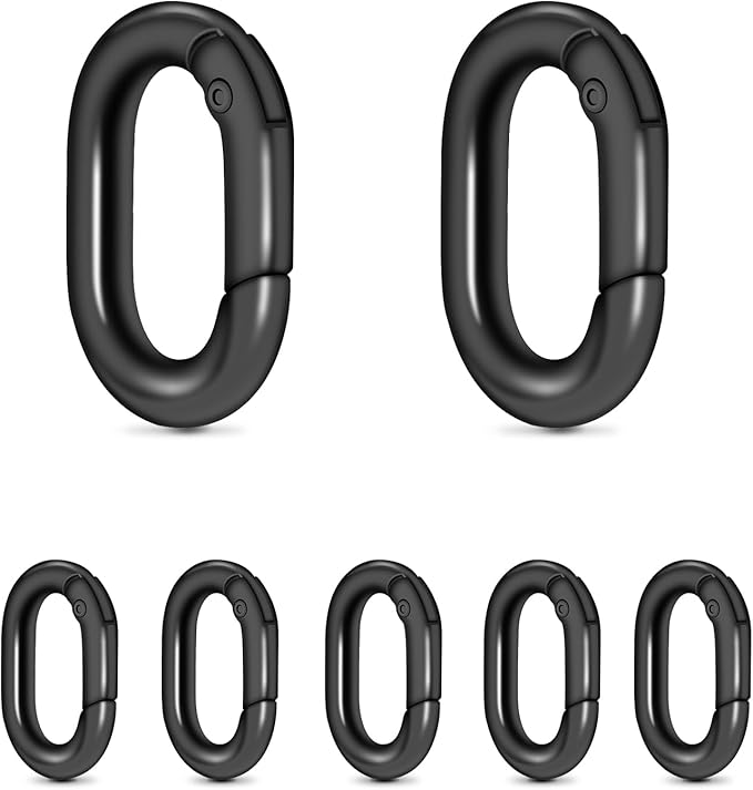 CooBigo 10Pack 3/4 Inch Small Oval Carabiner, Metal Spring Tiny Carabiner Clips for Paracord Keychain Lanyard, Car Key Rings, Dog Tag Clip, Pets Collar Buckles, Purse Keychain Replacement (GunBlack)