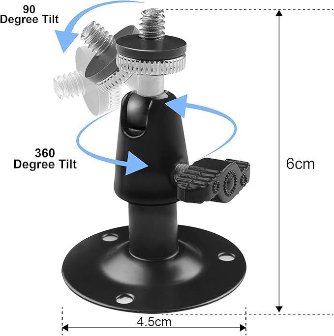 Camera Bracket Mount 3 Pcs Security Wall Mount for Oculus Sensor Arlo, Arlo Pro,Metal Security Camera Bracket Outdoor Indoor Oculus Rift Mount Bracket 360° Rotation 1/4" Screw Camera Wall Mounts