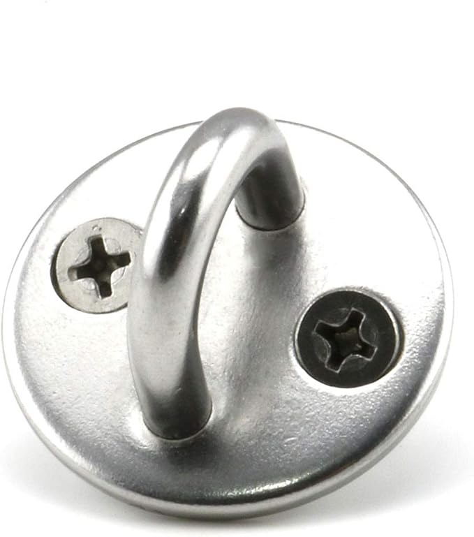 heyous 2 Set M8 Suspension Ceiling Wall Mount U Hook Anchor Hanger Stainless Steel Heavy Duty Multi Purpose Hammock Swing Ceiling Hook Round Base Plate with Snap Hook