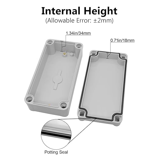 LeMotech Junction Box IP67 Waterproof Dustproof ABS Plastic Project Box for Electrical Outdoor Enclosure Gray 6.3 x 3.1 x 2.2 inch (160 x 80 x 55 mm),2 Pack