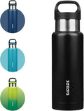 BJPKPK Insulated Water Bottle 18OZ Stainless Steel Water Bottle with Handle Double Walls Vacuum Insulated BPA Free Flask, Black
