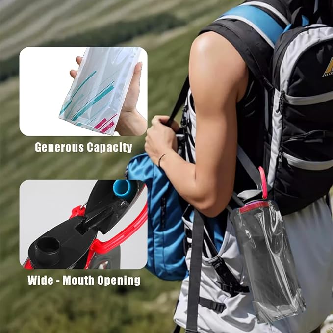 OULIGET Collapsible Water Bottles,Compact Bottle Folds Flat with Carabiner, Flat Water Bottles for Outdoor Sports Camping Traveling Biking,2 Pieces