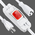 Outdoor Waterproof On/Off Switch Extension Cord, Heavy Duty 125v/250v Black SJTW Cord (1.5 Ft, White)