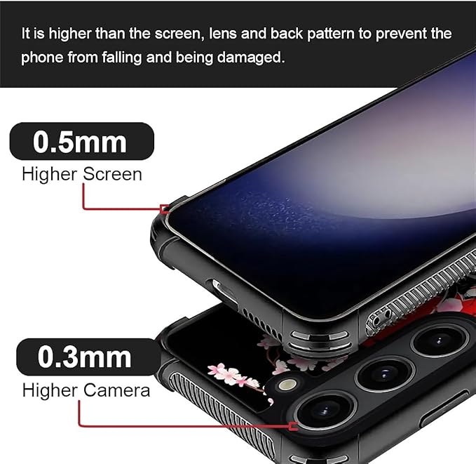 for Samsung Galaxy S23 Plus Case, Sakura Japanese Samurai Pattern Graphic Design Girl Boy Soft Silicone Hard Acrylic Shock Protection for Samsung Galaxy S23 Plus