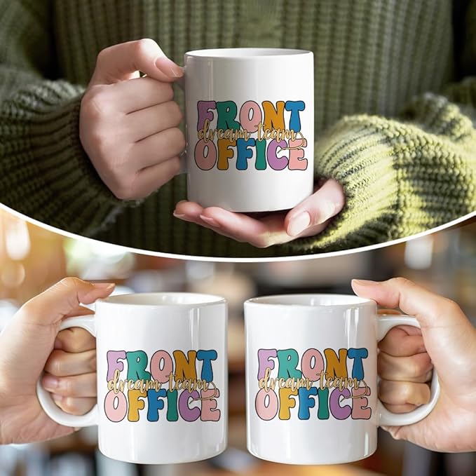 RZHV Front Office Dream Team 11 Oz Novelty Mug, Funny Offices Ceramic Mug, Thank You Gifts for Secretary Administrative Assistant Coworker Staff, Work Gifts for Front Offices Squad Crew Office Lady
