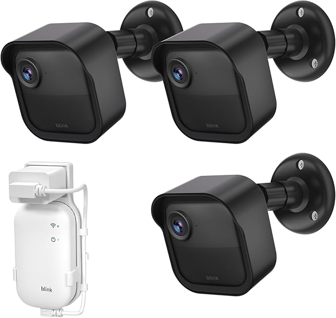 Blink Outdoor Camera Wall Mount Compatible with 2K+ & 4th Gen,3 Pack Weatherproof Protective Housing,360 Degree Adjustable with Sync Module Core Outlet Mount for Blink Camera System
