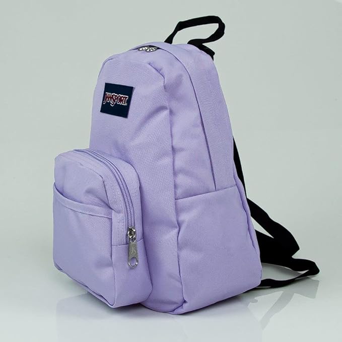 JanSport Half Pint Mini Backpack, 10.2 L - Durable Mini Bag Purse with Adjustable Shoulder Straps, Single Main Compartment, Zippered Stash Pocket, Pastel Lilac