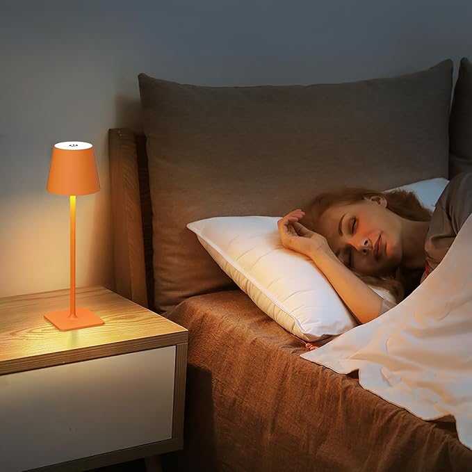 Yogaret Orange Cordless Table Lamp Set of 2-3 Way and Stepless Dimmable - for Restaurant Dining Bedroom Home Bar