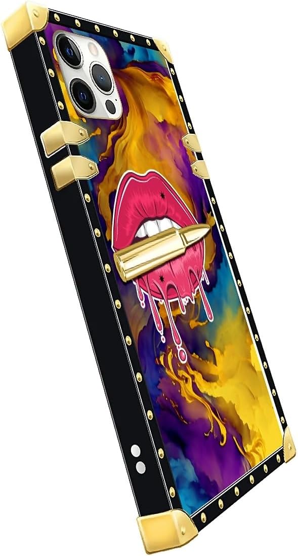 Compatible with iPhone 11 Pro Max Case, Cool Corlorful Lip Marble Luxury Golden Decoration for Girl Women Soft TPU Shockproof Protective Hard PC Back for iPhone 11 Pro Max