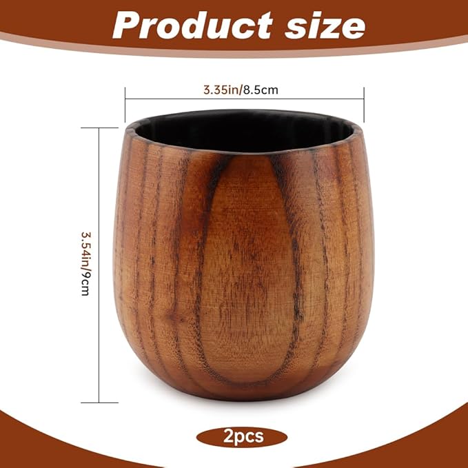 Charred Wooden Bourbon Drinking Glass, 2pcs Handcrafted Charred Wooden Whiskey Cup, Birthday Gifts for Dad Husband Boyfriend or Brother