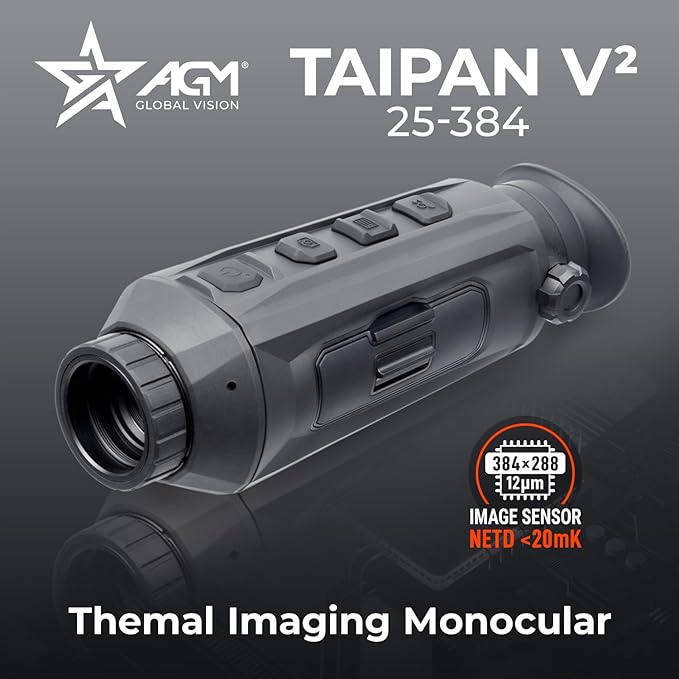 AGM Global Vision Taipan V2 Thermal Imaging monocular for Hunting with Advanced 12μm Sensor, Video Recording, WiFi, IP67 Waterproof
