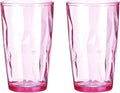uxcell 17oz Acrylic Drinking Glasses, 2Pcs Plastic Reusable Tumblers Drinkware Unbreakable Water Glasses Cups Stackable & Dishwasher Safe for Home Outdoors Restaurant, Pink