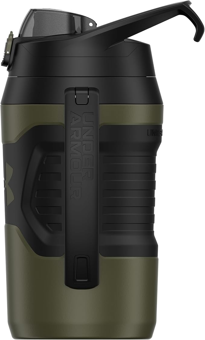 Under Armour Half Gallon Water Bottle Insulated, 64oz Insulated Water Bottle with Handle, Fence Hook, Leak Resistant, for Baseball, Football & More - Marine OD Green