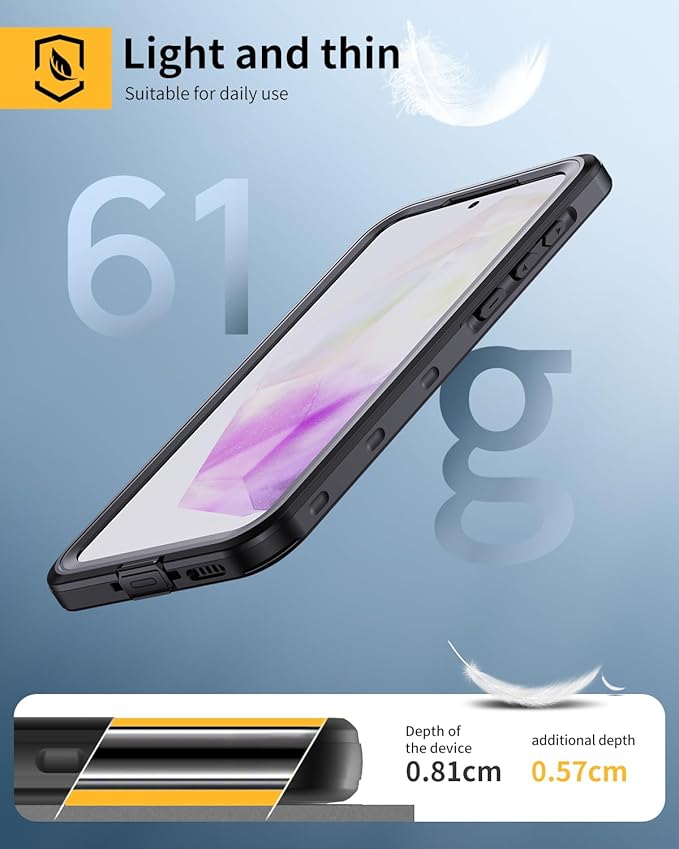 Lanhiem for Samsung Galaxy A35 5G Case, IP68 Waterproof Dustproof, Built-in Screen Protector, Rugged Full Body Shockproof Protective Cover for Samsung A35 5G /4G 6.6", Black/Clear