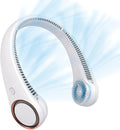 CIVPOWER Neck Fan: Portable Personal Neck Cooling Rechargeable Bladeless Fan - Hands Free 3 Speed 4000 mAh Battery USB Operated Wearable Headphone Design - Gift for Men Women Outdoor (White)