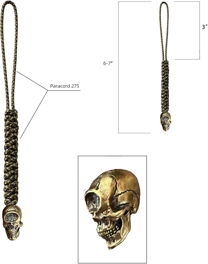 Handmade Lanyards with Brass Beads – Paracord 550 Survival Gear Leash for knives, Outdoor, and EDC Tools