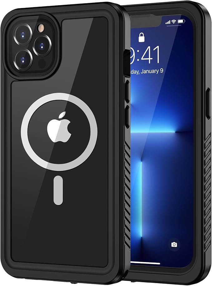 Lanhiem Magnetic for iPhone 13 Pro Max Case, Waterproof Dustproof Cover [Built in Screen Protector] [Compatible with MagSafe], Full Body Heavy Duty Phone Case for iPhone 13 Pro Max - 6.7” (Black)