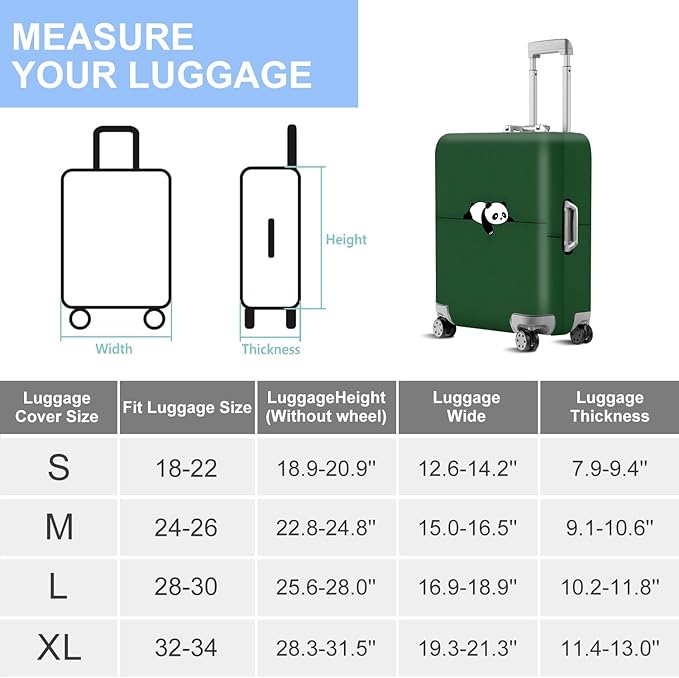 ANNA QUEEN Panda Travel Luggage Cover- Cartoon Cute Stretchable Airplane Suitcase Protector Sleeve,Universal Washable Fit for 28-30 Inch Checked Baggage,Water Resistant Durable Luggage Protector