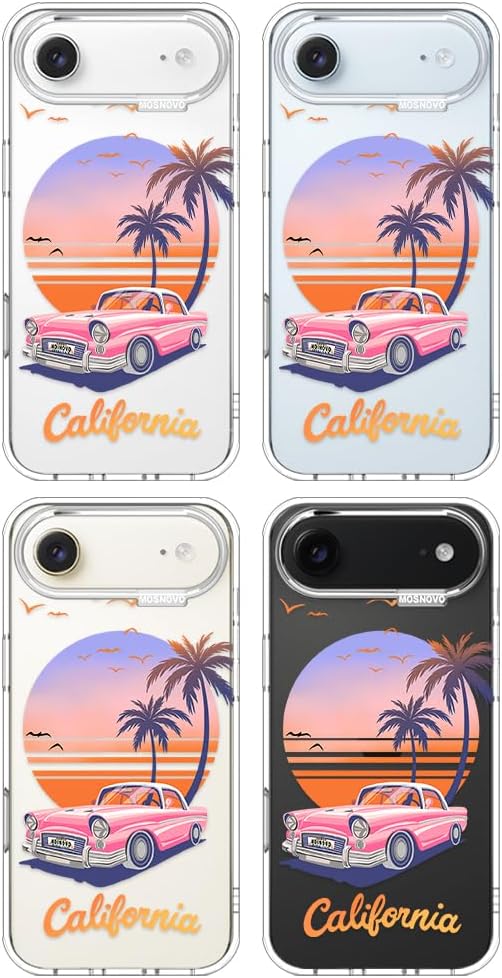 MOSNOVO for iPhone Air Case, Shockproof Military-Grade Protection 6.6ft Drop Tested, Camera Control, Clear Phone Case for iPhone 17 Air, Cali Cruise Design