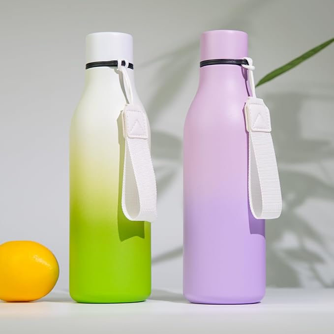 BJPKPK Insulated Water Bottles, 25 oz Stainless Steel Metal Water Bottle with Strap, BPA Free Leak Proof Jugs, Mugs, Flasks, Reusable Thermal Flasks for Sports & Travel, Dreamy Purple