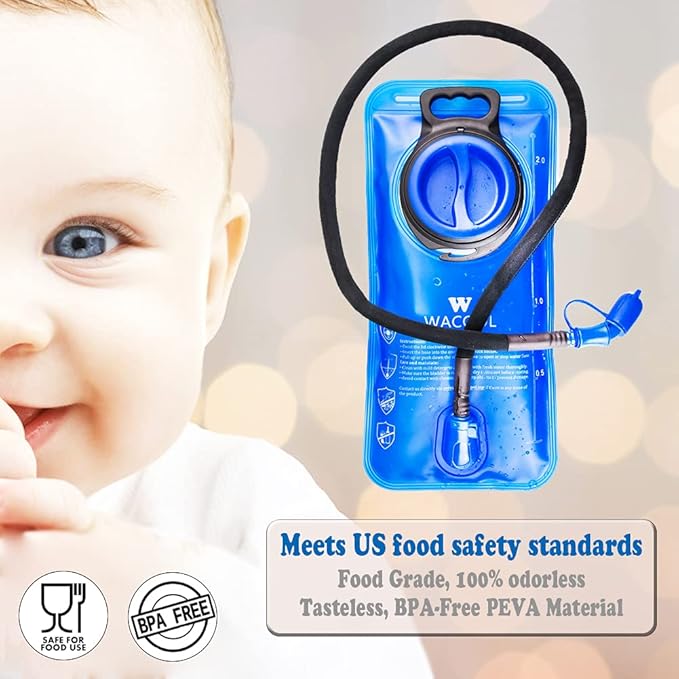 WACOOL 2L 2.5L 3L BPA Free PEVA Hydration Pack Bladder Leak-Proof Water Reservoir (Hydration Bladder With Cleaning Kit, 2L)