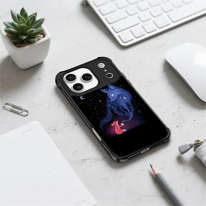 for iPhone 17 Pro Case,for MagSafe Graphic Design for Girl Boy Soft Silicone Hard Acrylic Shock Protection Designed for iPhone 17 Pro Galaxy Fox Wolf Pattern