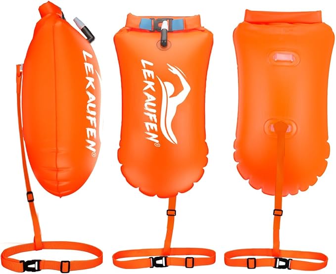 Swim Buoy for Open Water 2 Pack, 20L Swim Safety Float Waterproof Dry Bag for Swimmers Triathletes Kayakers Snorkelers, Swimming Pull Buoy for Safer Swim Training (Orange & Pink)