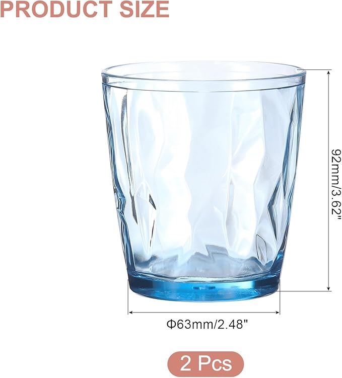 uxcell 10oz Acrylic Drinking Glasses, 2Pcs Plastic Reusable Tumblers Drinkware Unbreakable Water Glasses Cups Stackable & Dishwasher Safe for Home Outdoors Restaurant, Sky Blue