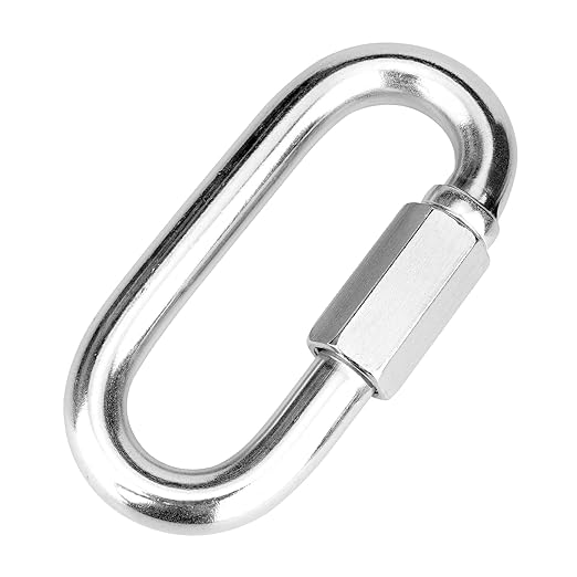 1Pcs 4.16 Inch 304(18-8) Heavy Duty Stainless Steel Screw Chain Quick Links, 2500 LBS Capacity Carabiner, Large Opening Connector for Big Chain Connecting, Hammock Hanging, Hiking
