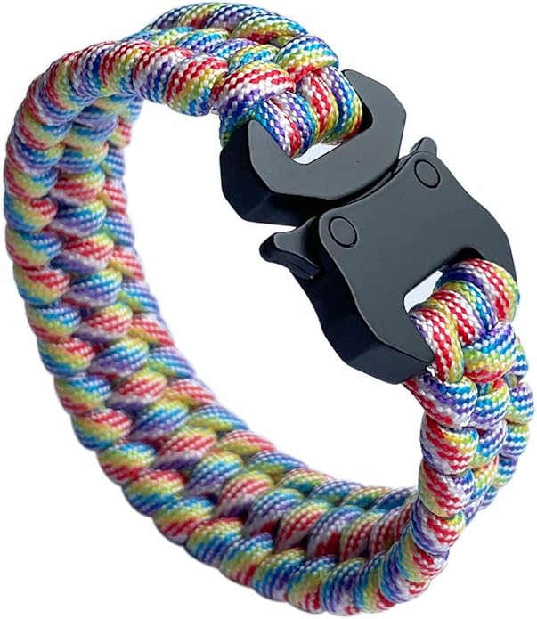 Parachute Cord Bracelets Trilobite Weaved Paracord Bracelet with Side Release Buckle 8.7 inch Black Bracelet for Men Women 1 Set