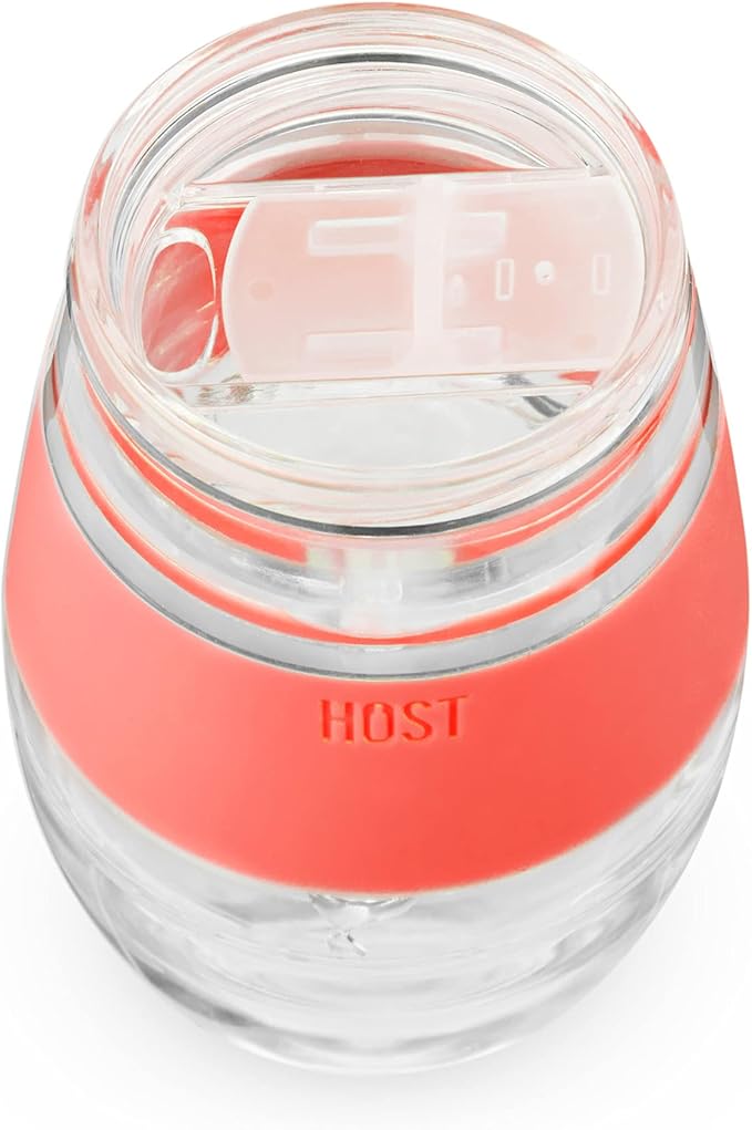Host Wine Freeze Replacement Lids for Tumblers - Set of 2, Sliding Tab Closure, Travel Cup Lid for Wine Freeze Cooling Cup, Clear