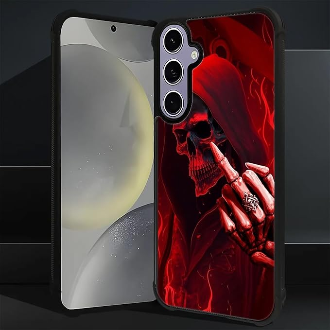 for Samsung Galaxy S24 S25 Case, Gestures Funny Skull Pattern Graphic Design Girl Boy Soft Silicone Hard Acrylic Shock Protection for Samsung Galaxy S24 S25