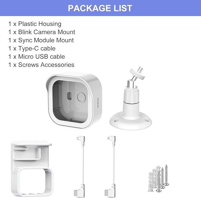 Blink Outdoor 4 (4th Gen) Wall Mount, Weatherproof Protective Cover and 360 Degree Adjustable Mounting with Blink Sync Module Outlet Mount for Outdoor Indoor Security Camera (White, 1 Pack)