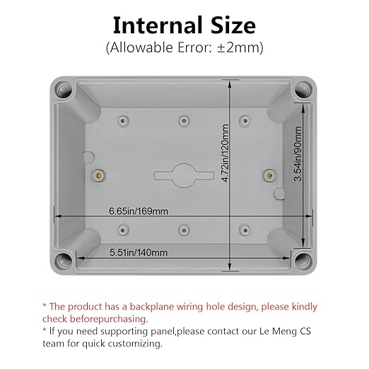 LeMotech Junction Box IP67 Waterproof Dustproof ABS Plastic Project Box for Electrical Outdoor Enclosure Gray 6.9 x 4.9 x 3.9 inch (175 x 125 x 100 mm)