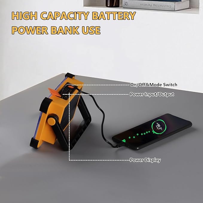 2 Pack 120W Solar Rechargeable Work Light, 144 LED 10000LM Portable Flood Light with Stand, IP66 Waterproof 4 Modes LED Job Site Lighting Flashlights for Mechanic Camping Fishing Car Repair