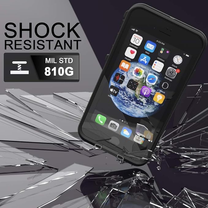 Diverbox for iPhone SE 2020 Waterproof Case iPhone 8 Waterproof Case,Waterproof Shockproof IP68 Full-Body Sturdy Case Built-in Screen Protector for Full Sealed Cover 4.7 in (Black)