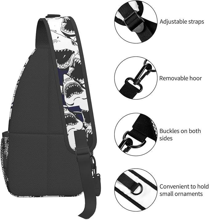 Shark Sling Bag For Women Men Fashion Backpack Crossbody Shoulder Bag Sling Backpack Chest Bag Travel Hiking Casual Sport Daypack