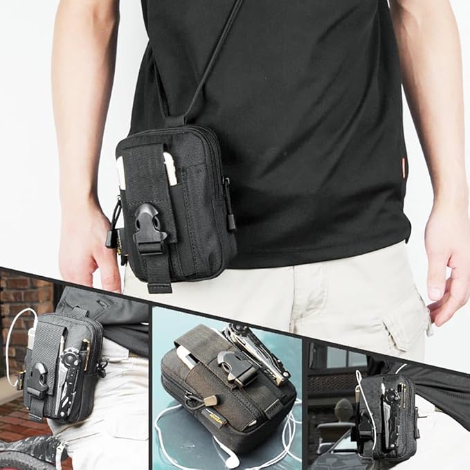 Belt Pouch, Tactical Molle Phone Pouch EDC Utility Pouches Waist Bag, Small Cell Phone Holster Gear Tool Gadget Pocket for Men