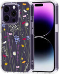MOSNOVO Case for iPhone 14 Pro, [Buffertech 6.6ft Military-Grade Drop Protection] [Anti Peel Off Tech] Clear TPU Bumper Phone Case Cover Design - Floral Garden