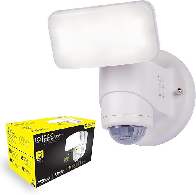 Wired Motion Security Light with Dynamic Tracking Technology, 2000 Lumens LED, 240° Sensor, White, 50 ft Range