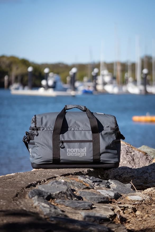 Nomad Design Tuff Loader 65L Max Dry Large Duffle Bag - Water-Resistant Gear Bag for Fishing, Travel & Outdoors – Heavy-Duty Zippers, Shoulder Strap, Roll-Top Closure