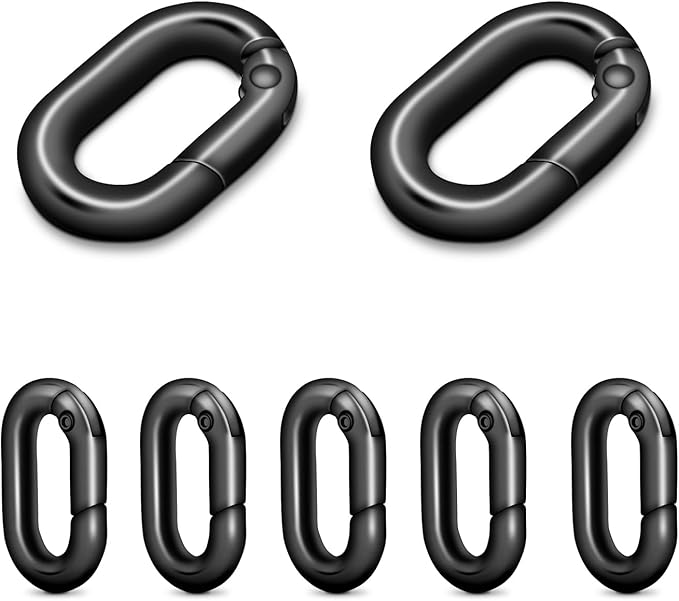 10Pack 5/8 Inch Small Oval Carabiner, Metal Spring Tiny Carabiner Clips for Paracord Keychain Lanyard, Car Key Rings, Dog Tag Clip, Pets Collar Buckles, Purse Keychain Replacement (GunBlack)