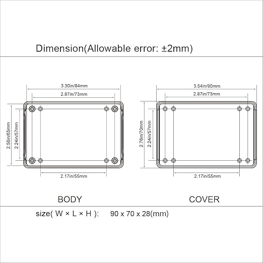 LeMotech Project Box 5 Pieces ABS Plastic Electrical Project Case Small Junction Box for Electronics White 3.54 x 2.75 x 1.10 inch (90 x 70 x 28 mm)