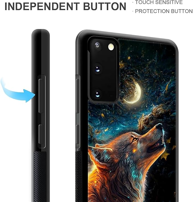 for Samsung Galaxy S20 Case, Star Cave Hungry Wolf Pattern Graphic Design Girl Boy Soft Silicone Hard Acrylic Shock Protection for Samsung Galaxy S20