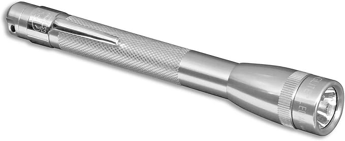 MagLite Mini LED Flashlight – Compact, Water-Resistant, Twist On/Off, 2-Cell AAA Battery-Powered – Silver